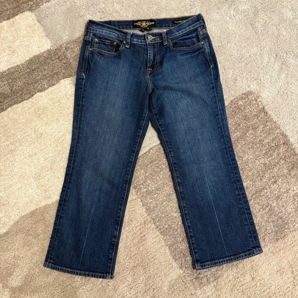 Lucky Brand Classic Rider Crop Jeans Tie Breaker Blue 7W10685 Womens 6 28